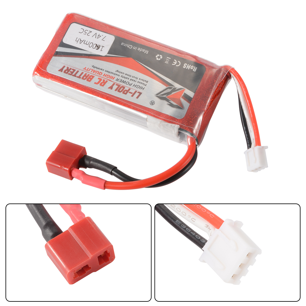 2pcs 7.4V 1600mAh 25C Lipo Battery for RC Cars Helicopter Airplane Drone BC924